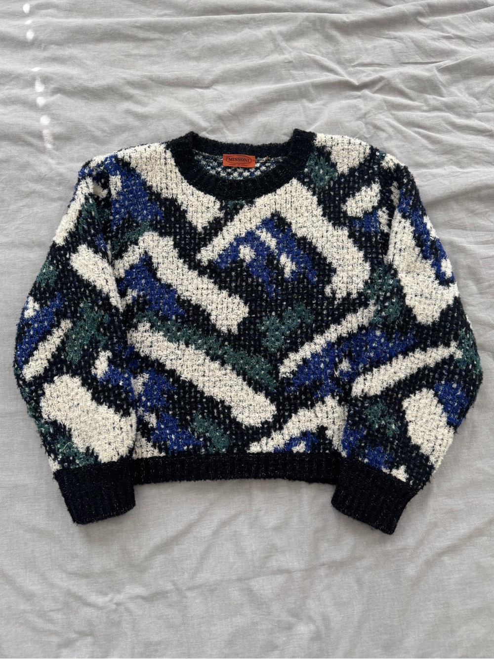 Missoni Abstract Geometric Knit Crewneck Vtg Intarsia Sweater | Made in Italy